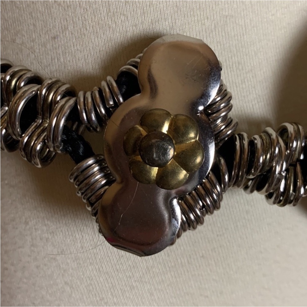 Metal belt with black braid and hook and chain closure - Picture 7 of 11